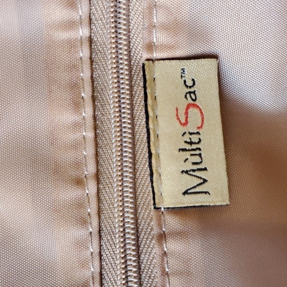 Multi Sac colorful plaid and navy backpack 9 pockets approx 12 X 11 - Picture 12 of 12